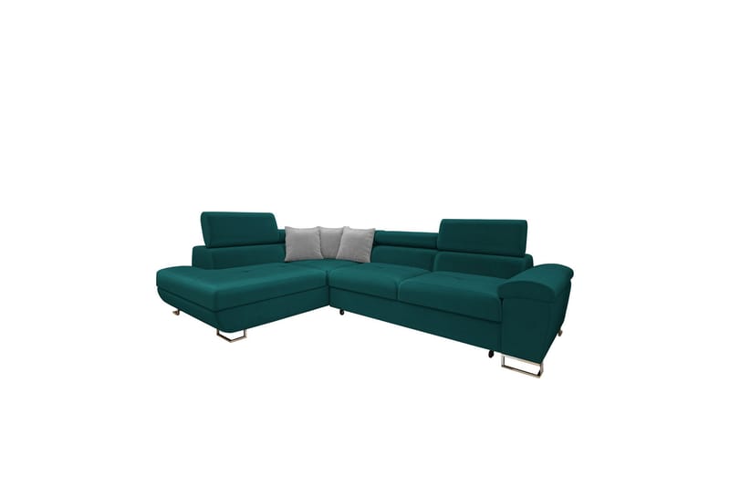 Reginia Sofa med Sjeselong 3-seter - Turkis/Lys grå - Møbler - Sofaer - Sofaer med sjeselong - 3 seters sofa med divan