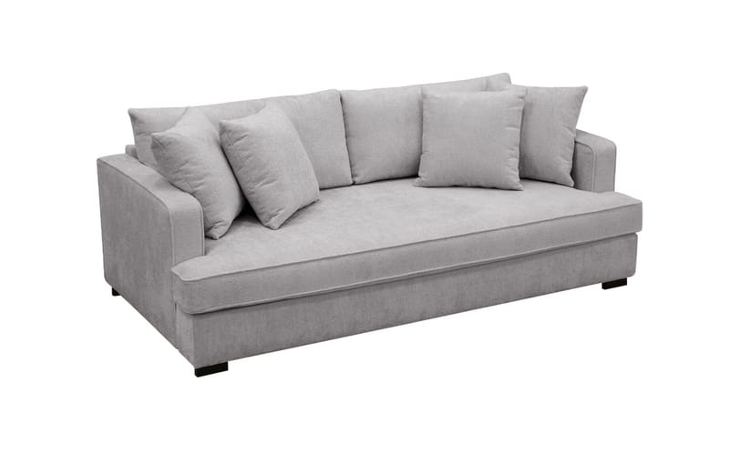 Rossi Dybde 3-seter Fløyelssofa Hel pute - Lys Gr�å - Møbler - Sofaer - 3 seter sofa