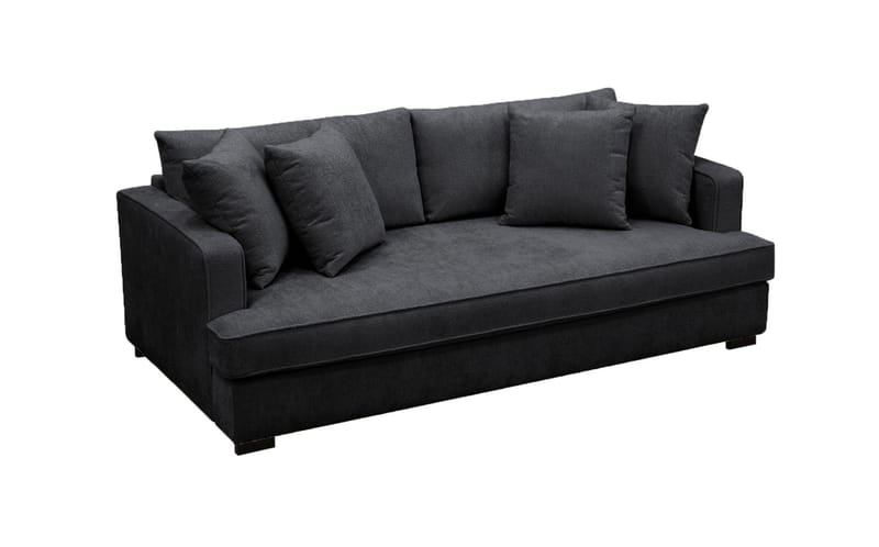 Rossi Dybde 3-seter Fløyelssofa Hel pute - Svart / Mørkegrå - Møbler - Sofaer - 3 seter sofa