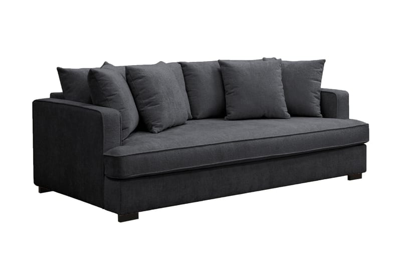 Rossi Dybde 3-seter Fløyelssofa Hel pute - Svart / Mørkegrå - Møbler - Sofaer - 3 seter sofa