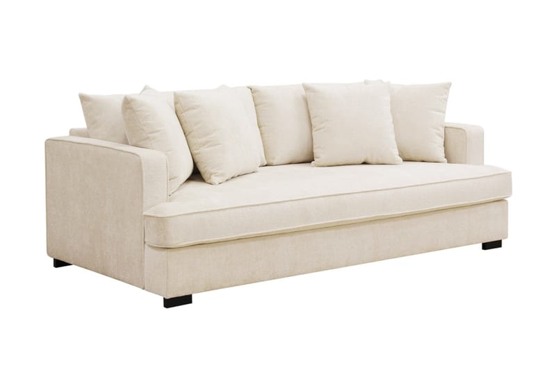 Rossi Dybde 3-seter Fløyelssofa Hel pute - Lys Beige - Møbler - Sofaer - 3 seter sofa