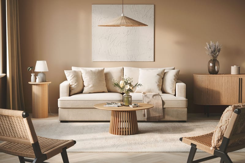 Rossi Dybde 3-seter Fløyelssofa - Lys Beige - Møbler - Sofaer - 3 seter sofa