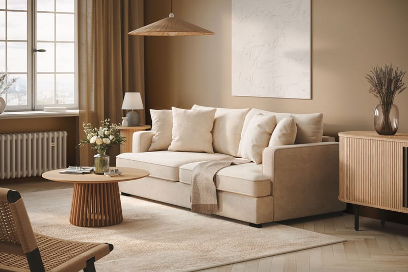 Rossi Dybde 3-seter Fløyelssofa - Lys Beige - Møbler - Sofaer - 3 seter sofa