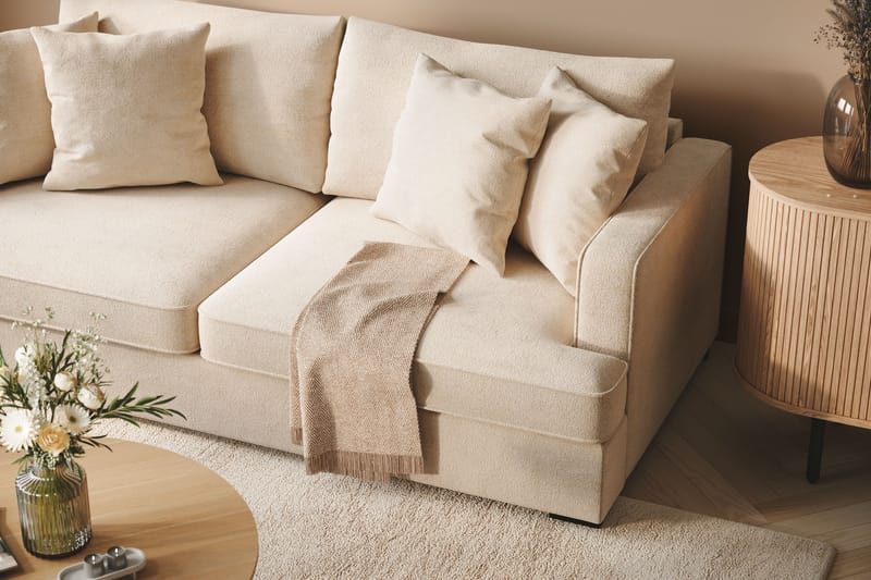 Rossi Dybde 3-seter Fløyelssofa - Lys Beige - Møbler - Sofaer - 3 seter sofa