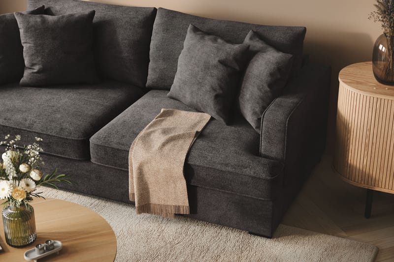 Rossi Dybde 3-seter Fløyelssofa - Svart / Mørkegrå - Møbler - Sofaer - 3 seter sofa