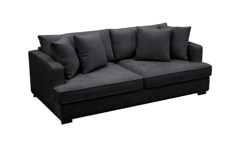 Rossi Dybde 3-seter Fløyelssofa - Svart / Mørkegrå - Møbler - Sofaer - 3 seter sofa