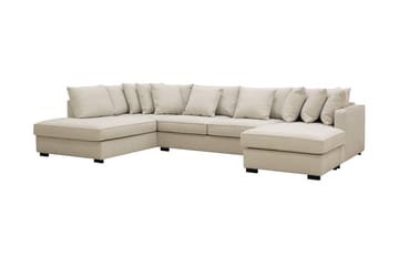 Rossita 5-seters Divansofa med chaiselong i Stoff Venstre - Beige - Møbler - Sofaer - U-sofa