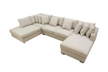 Rossita 5-seters Divansofa med chaiselong i Stoff Venstre - Beige - Møbler - Sofaer - U-sofa