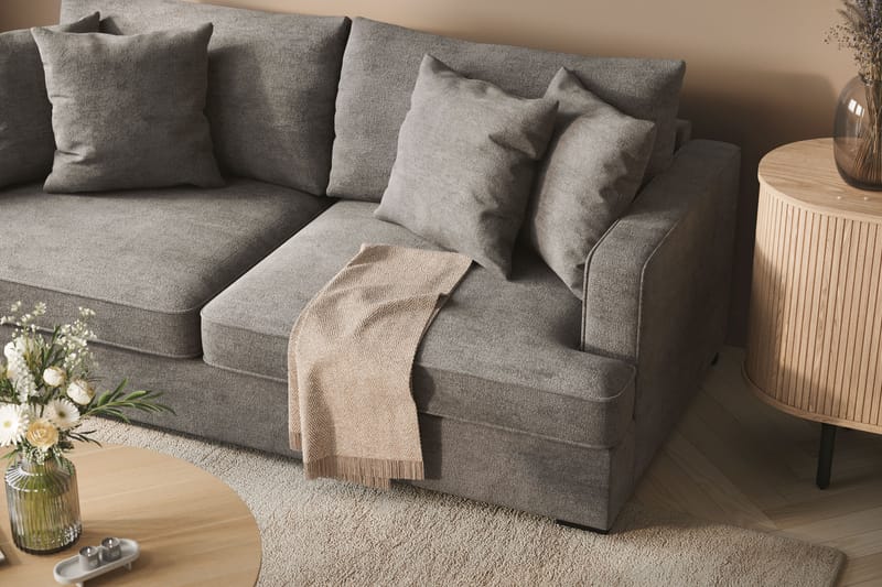 Rossita Dybde 3-seter Fløyelssofa - Lys Grå - Møbler - Sofaer - 3 seter sofa