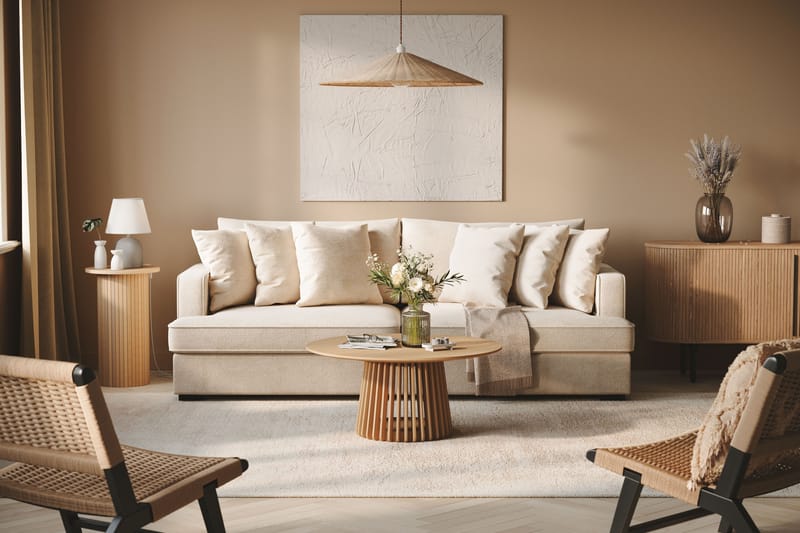 Rossita Dybde 4-seter Fløyelssofa - Lys Beige - Møbler - Sofaer - 4 seter sofa