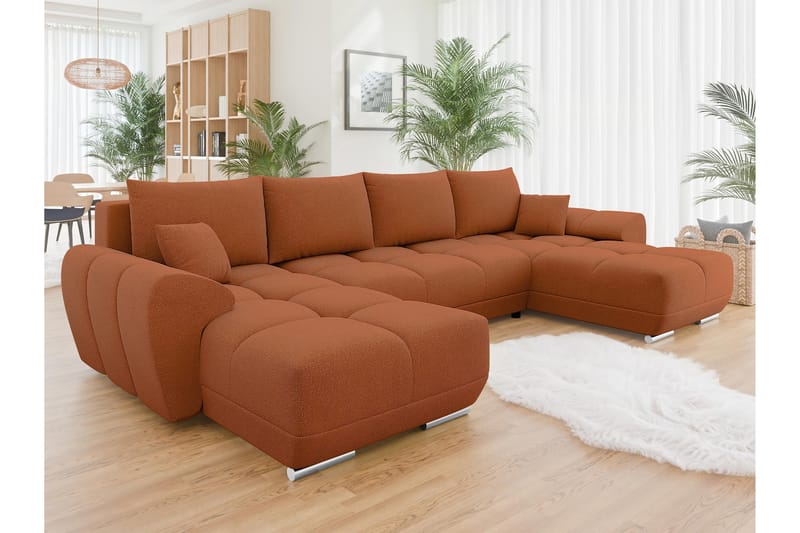 Simerly Sovesofa Dobbeldivan 4-seter - Oransje - Møbler - Sofaer - Sovesofaer - U sovesofa