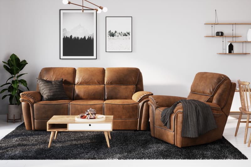 Saranda 3-seters Sofa - Brun - Møbler - Sofaer - Skinnsofaer