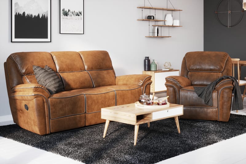 Saranda 3-seters Sofa - Brun - Møbler - Sofaer - Skinnsofaer