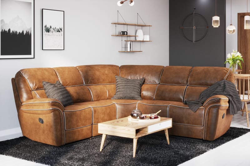 Saranda Hjørnesofa - Brun - Møbler - Sofaer - Skinnsofaer