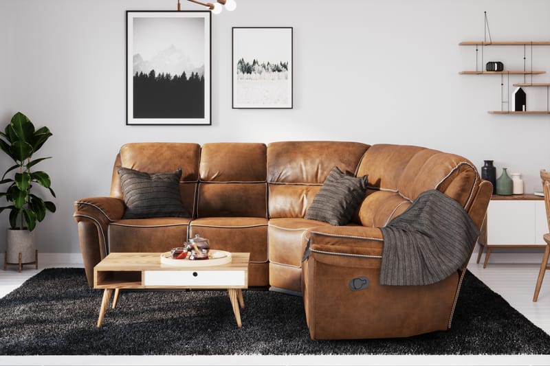 Saranda Hjørnesofa - Brun - Møbler - Sofaer - Skinnsofaer