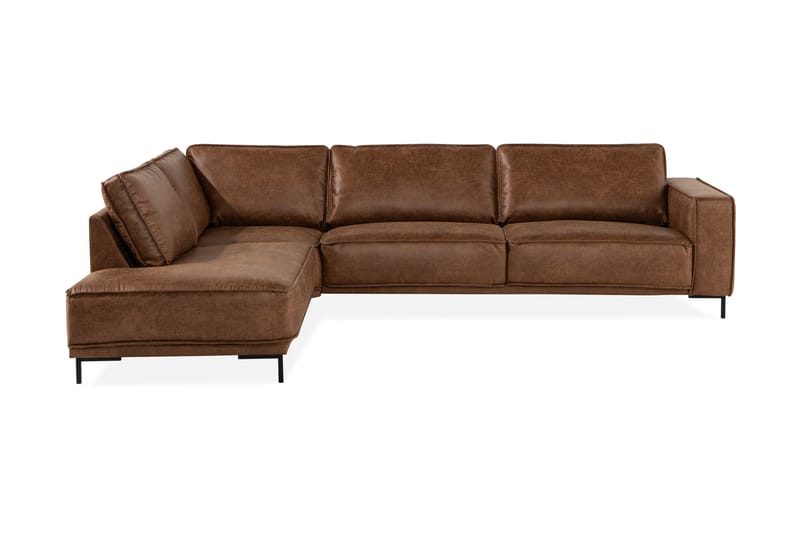 Sofa Minou 2,5-seter med Sjeselong Venstre Bonded Leather - Brun - Møbler - Sofaer - Skinnsofaer