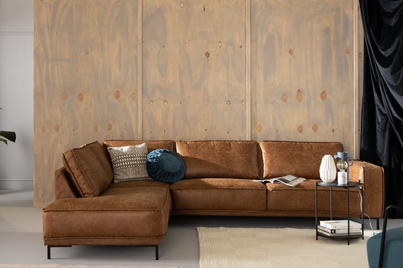 Sofa Minou 2,5-seter med Sjeselong Venstre Bonded Leather - Brun - Møbler - Sofaer - Skinnsofaer