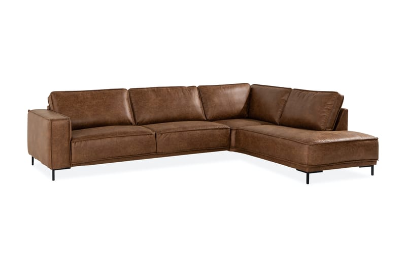 Sofa Minou 2,5-seter med Sjeselong Venstre Bonded Leather - Brun - Møbler - Sofaer - Skinnsofaer