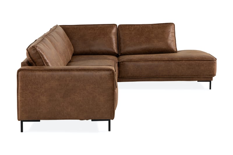 Sofa Minou 2,5-seter med Sjeselong Venstre Bonded Leather - Brun - Møbler - Sofaer - Skinnsofaer