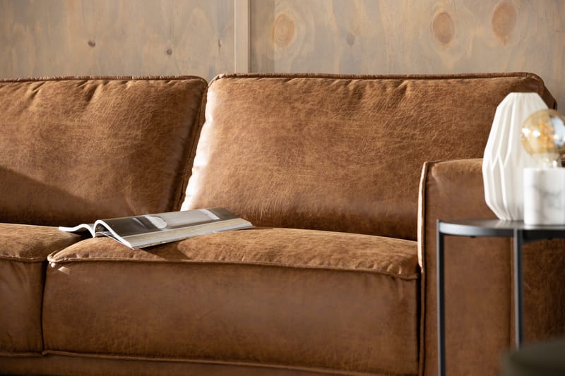 Sofa Minou 2,5-seter med Sjeselong Venstre Bonded Leather - Brun - Møbler - Sofaer - Skinnsofaer