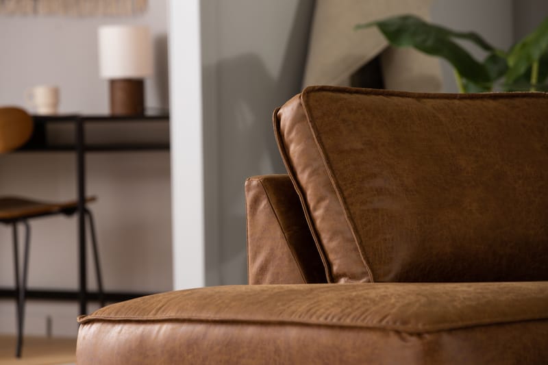 Sofa Minou 2,5-seter med Sjeselong Venstre Bonded Leather - Brun - Møbler - Sofaer - Skinnsofaer