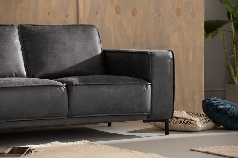 Sofa Minou 2-seter Bonded Leather - Mørkgrå - Møbler - Sofaer - Skinnsofaer