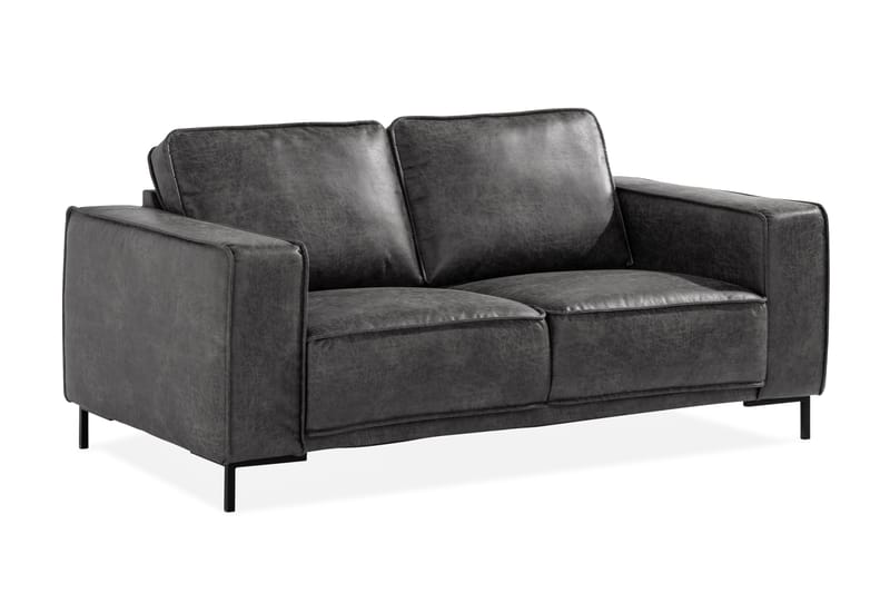 Sofa Minou 2-seter Bonded Leather - Mørkgrå - Møbler - Sofaer - Skinnsofaer