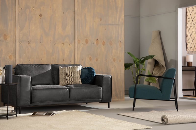 Sofa Minou 2-seter Bonded Leather - Mørkgrå - Møbler - Sofaer - Skinnsofaer