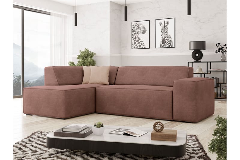 Slucajno Sofa med Sjeselong 3-seter - Rosa/Beige - Møbler - Sofaer - Sofaer med sjeselong - 3 seters sofa med divan