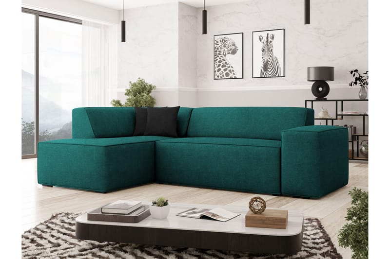 Slucajno Sofa med Sjeselong 3-seter - Svart/Grønn - Møbler - Sofaer - Sofaer med sjeselong - 3 seters sofa med divan