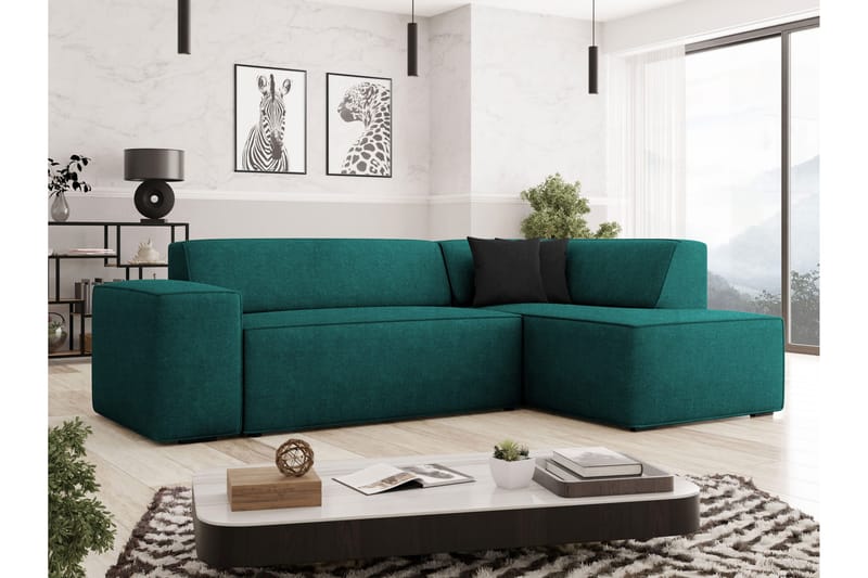 Slucajno Sofa med Sjeselong 3-seter - Svart/Grønn - Møbler - Sofaer - Sofaer med sjeselong - 3 seters sofa med divan