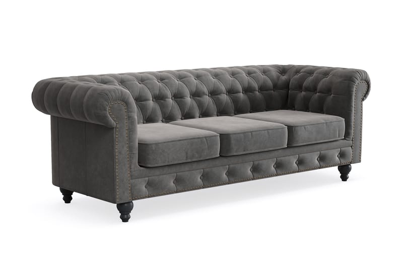 Sofa Chester Deluxe 3-seter - Mørkegrå - Møbler - Sofaer - 3 seter sofa