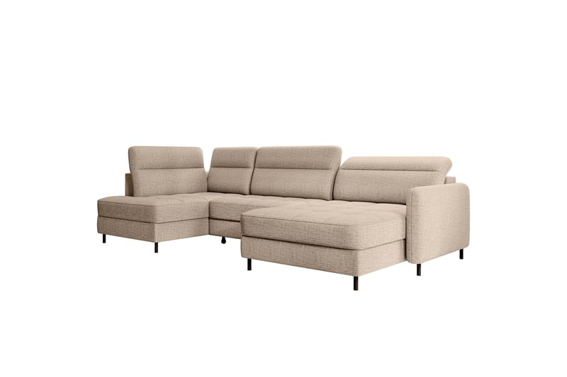 Sofa med Divan og Sjeselong Berrto 5-seters - Beige - Møbler - Sofaer - U-sofa