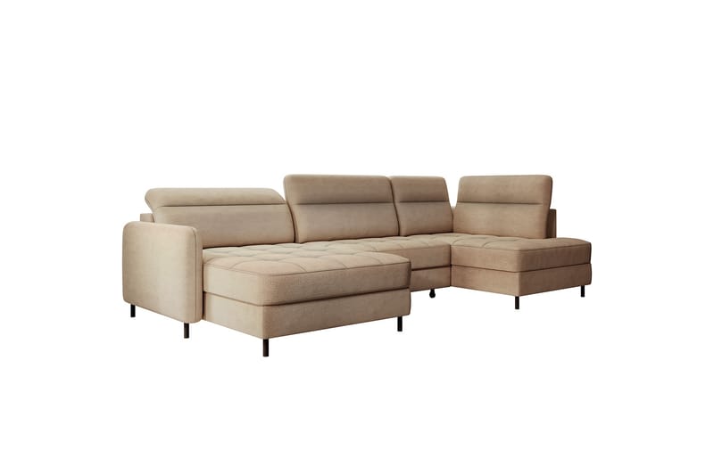 Sofa med Divan og Sjeselong Berrto 5-seters - Beige - Møbler - Sofaer - U-sofa