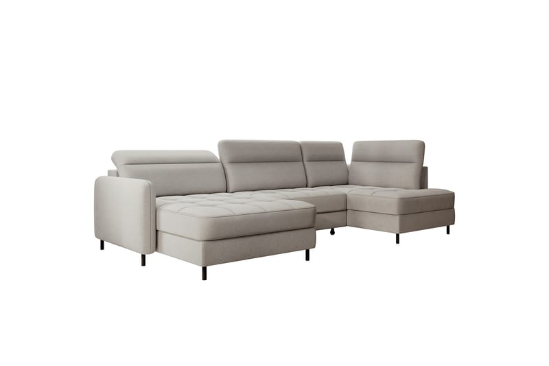 Sofa med Divan og Sjeselong Berrto 5-seters - Beige - Møbler - Sofaer - U-sofa