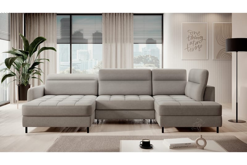 Sofa med Divan og Sjeselong Berrto 5-seters - Beige - Møbler - Sofaer - U-sofa