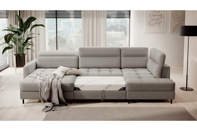 Sofa med Divan og Sjeselong Berrto 5-seters - Beige - Møbler - Sofaer - U-sofa