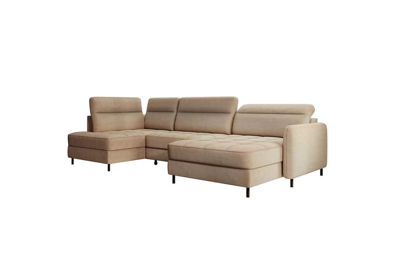 Sofa med Divan og Sjeselong Berrto 5-seters - Beige - Møbler - Sofaer - U-sofa