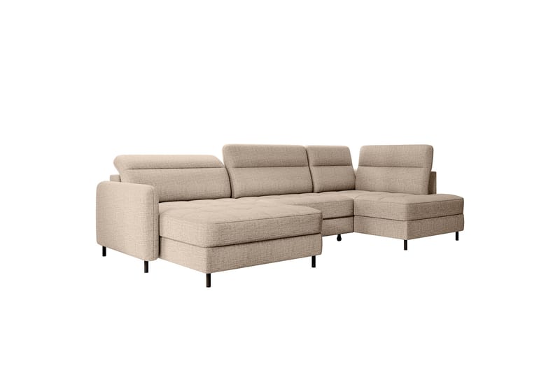 Sofa med Divan og Sjeselong Berrto 5-seters - Beige - Møbler - Sofaer - U-sofa