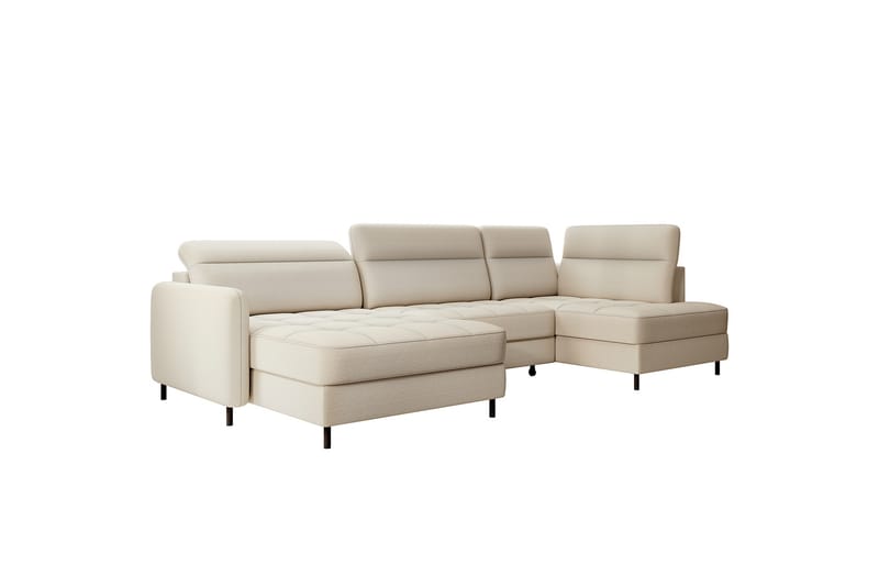 Sofa med Divan og Sjeselong Berrto 5-seters - Beige - Møbler - Sofaer - U-sofa