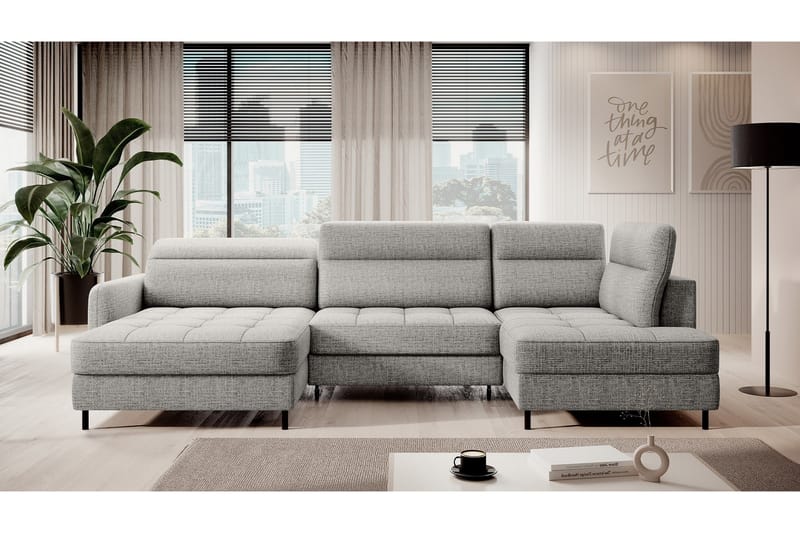 Sofa med Divan og Sjeselong Berrto 5-seters - Grå - Møbler - Sofaer - U-sofa