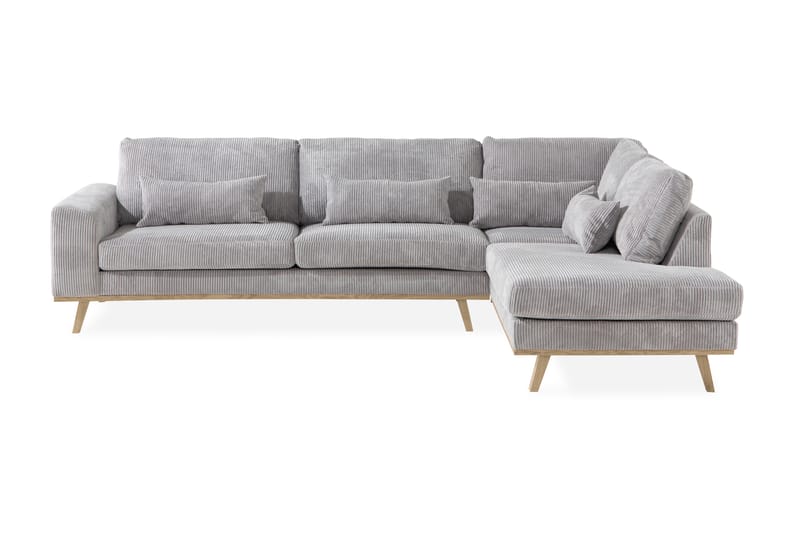 2,5-seter Sofa Haga Cordfløyel - Lysegrå - Møbler - Sofaer - Sofaer med sjeselong - 2 seters sofa med divan