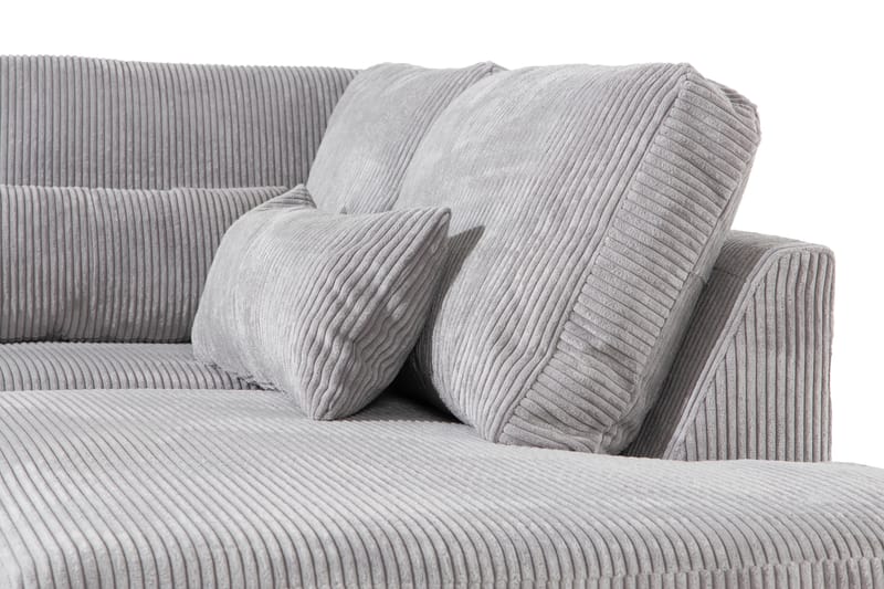 2,5-seter Sofa Haga Cordfløyel - Lysegrå - Møbler - Sofaer - Sofaer med sjeselong - 2 seters sofa med divan