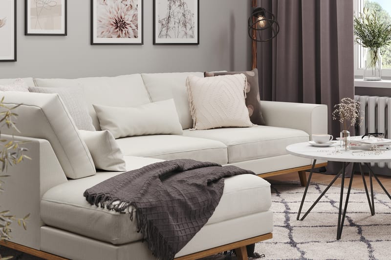 L-Sofa Haga 2,5-seter Lin - Beige - Møbler - Sofaer - Sofaer med sjeselong - 2 seters sofa med divan