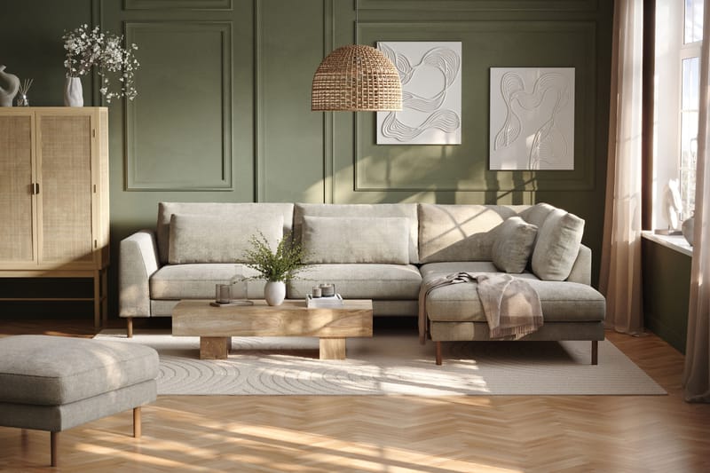 3-seters Sofa Florenz med Sjeselong Høyre - Grå/Beige - Møbler - Sofaer - Sofaer med sjeselong - 3 seters sofa med divan