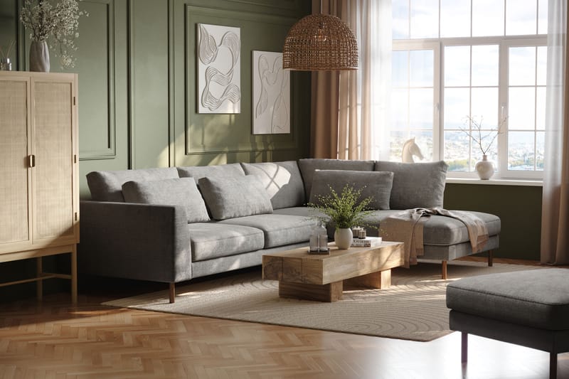 3-seters Sofa Florenz med Sjeselong Høyre - Lysegrå - Møbler - Sofaer - Sofaer med sjeselong - 3 seters sofa med divan