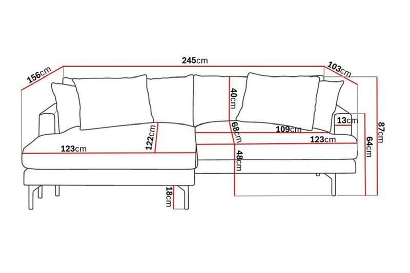 3-seters Divansofa Menard - Grå - Møbler - Sofaer - Sofaer med sjeselong - 3 seters sofa med divan