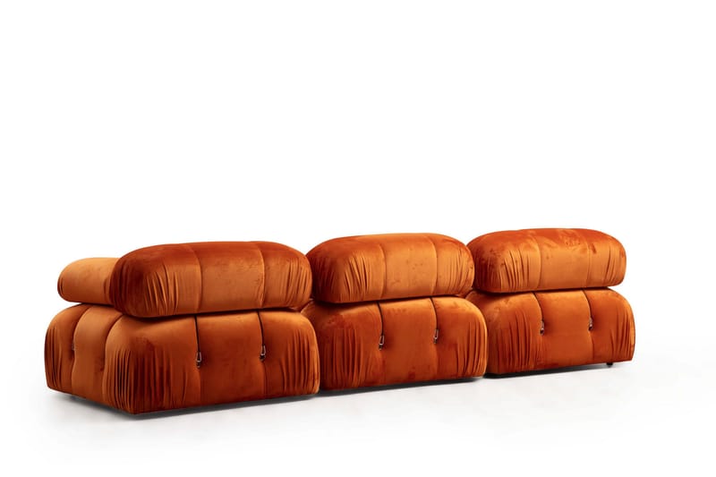 Boblende Divansofa 3-seter 288 cm Belgin - Oransje - Møbler - Sofaer - Sofaer med sjeselong - 3 seters sofa med divan