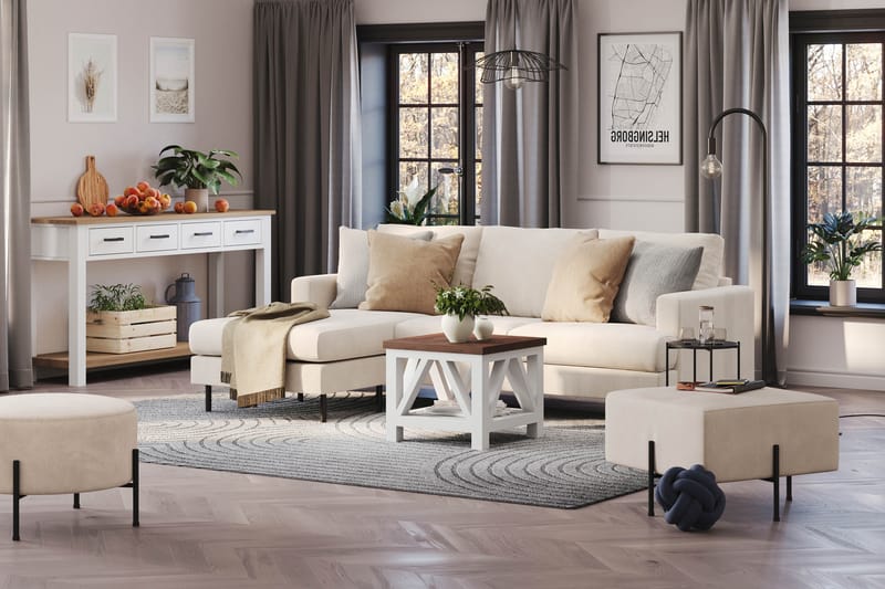 Compact Sofa Menard med Divan 3-seter - Beige - Møbler - Sofaer - Sofaer med sjeselong - 3 seters sofa med divan