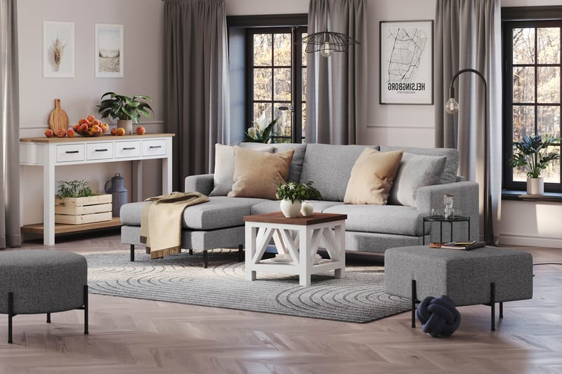 Compact Sofa Menard med Divan 3-seter - Grå - Møbler - Sofaer - Sofaer med sjeselong - 3 seters sofa med divan